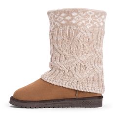 Essentials by MUK LUKS® Women's Cheryl Boots can’t be beat. Cozy sweater knit design and soft faux fur lining blends everyday comfort with on-trend style.Wipe with a damp cloth to clean, no bleach, lay flat to dry. Imported.- Durable TPR Sole- 100% Polyester Insole- 100% Acrylic Knit -Foam Insole-100% Polyester Faux Suede Upper- 100% Polyester Faux Fur Lining- Water Resistant- Multiple color options available- Women’s Whole Sizes 6-11 -Half Sizes Size Up Uggs Shoes, Closed Toe Heels, Faux Fur Fabric, Trend Style, Winter Snow Boots, Women Essentials, Winter Boots Women, 4 Inch Heels, Cozy Sweater