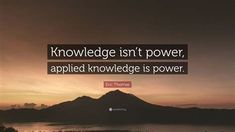 a quote from eric thomas on the topic of knowledge and power, with an image of mountains in the background