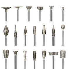 an assortment of different types of drill heads