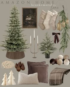 a christmas themed room with stockings, candles and decorations