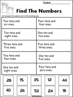 printable worksheet to help students learn numbers and place value in their classroom