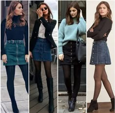 Jeans Skirt Outfit Winter, Denim Skirt Outfit Fall, Jean Skirt Outfits, Denim Skirt Outfits, Winter Skirt Outfit, Mode Inspo, Casual Winter Outfits, Autumn Outfit, Fall Fashion Outfits