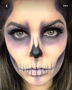 Pale Halloween Makeup, Female Skeleton Face Makeup, Female Skeleton Makeup Easy, Unicorn Skeleton Makeup, Womens Skeleton Face Makeup, Painted Skeleton Face, Simple Skull Face Makeup, Skull Costume Makeup, Creative Skeleton Costume