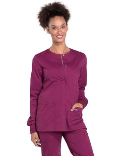 PRICES MAY VARY. FLATTERING FIT, SIZES UP TO 5XL - This Workwear Professionals snap front womens scrubs jacket has the sizes you want and the features you need. Available in sizes from XXS to 5XL. Our Modern Classic fit scrub jacket is designed for comfort and maximum durability. Center back length (size Small) is 28 ½”. This nurse jacket with knit cuffs gets longer as the sizes get larger. (Underscrub and scrub pants sold separately.) SNAP FRONT, ROUND NECK - Workwear Professionals scrubs for w Fit Scrubs, Scrub Jackets, Womens Scrubs, Scrub Pants, Knit Cuff, Poplin Fabric, Modern Classic, Scrubs, Rib Knit