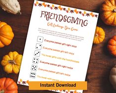 a printable thanksgiving game with pumpkins and gourds on the table next to it