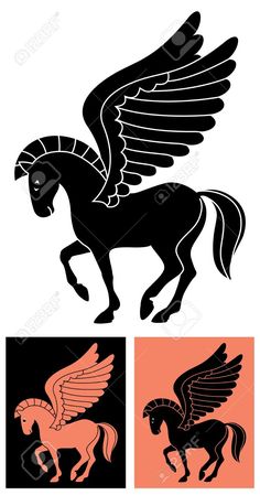 an image of a horse with wings on it's back and the other side