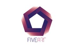 the fiveart logo is shown in purple and red