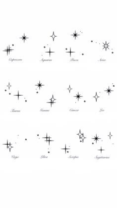 an image of stars in the sky with different shapes and sizes on them, all drawn by hand