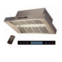 an exhaust hood with remote controls and control panel