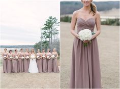 the bride and her bridal party are posing for pictures