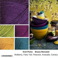 knit picks, brava worsted, mulberry, fairy tail, peacock, avocado, canary