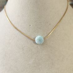 18k Over Stainless Steel Chain Adjustable Up To 18 Inches 10mm Flat Stone Larimar Flat Stone, Steel Chain, Stainless Steel Chain, Blue Gold, Womens Jewelry Necklace, Color Blue, Jewelry Necklaces, Necklaces, Women Jewelry