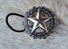 Nickel concho ponytail holder. Star W, Will Arnett, Ponytail Holder, Deer Skin, Ponytail Holders, Hair Ties, Etsy Accessories, Hair Accessories, Pet Supplies