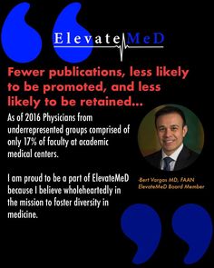 a poster with the words elevate med and an image of a man's face