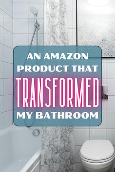 a bathroom with the words an amazon product that transformed my bathroon on it