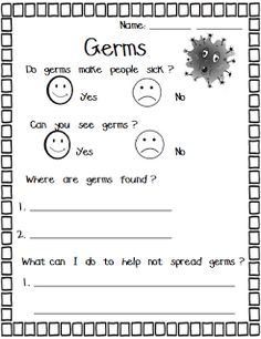 germs worksheet for kids to help them understand what they are doing