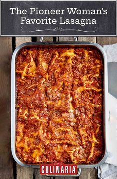 the pioneers woman's favorite lasagna by cuinaria cookbook cover