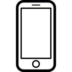 a black and white line drawing of a cell phone with a blank screen on it