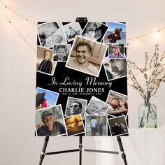 a collage of photos with the words in loving memory and charlie jones on it