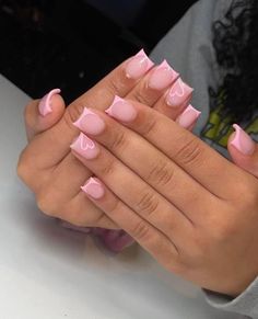 Short Nails With Pink Design, Short Pink Nail Art Designs, French Tip Short Nails Acrylics, Short Nails Length, Very Short Nails Ideas French Tip, Pink Nails Pink French Tip, Purple French Tips With Design, Soft Pink Nails French Tip, Pink Nails Design Ideas Short