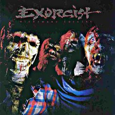 the cover art for exorciah's album, which features three zombies with blood on their bodies