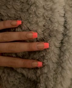 French Tip Nails Sns, Coral French Nails, Pink And Orange French Tip Nails, Coral French Tips, Coral French Tip Nails, Orange French Tip, Aruba Trip, Nails Sns, Nails 23