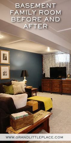 a living room filled with furniture and a flat screen tv on top of a wooden dresser