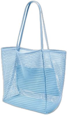 Casual Light Blue Tote Bag, Casual Light Blue Summer Bags, Trendy Light Blue Shoulder Bag For Summer, Light Blue Rectangular Shoulder Bag For Summer, Packable Tote Shoulder Bag For Shopping, Lightweight Summer Shopping Bags, Light Blue Bucket Shoulder Bag For Travel, Light Blue Shoulder Bag For Beach, Light Blue Casual Shoulder Bag For Shopping