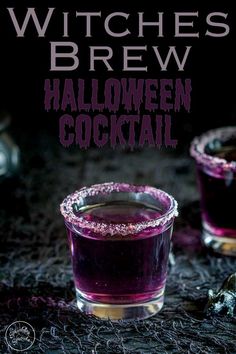 witches brew halloween cocktail with purple liquid and sprinkles