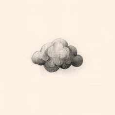 a black and white drawing of a cloud in the sky with no clouds on it