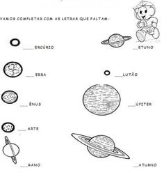 the solar system worksheet for kids to learn how to draw planets and their names