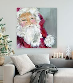 Holiday - Santa Claus Canvas Wall Art - GreenBox Art Large Christmas Art, Xmas Paintings On Canvas, Santa Paintings On Canvas, Xmas Paintings, Christmas Canvases, Mud Art, Christmas Face Painting, Santa Canvas, Santa Paintings