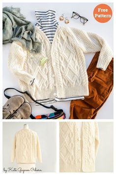 an image of sweaters and pants with text overlay that reads, free pattern