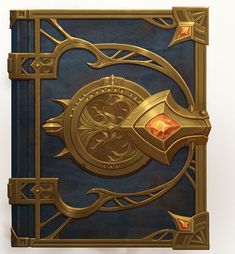 an intricately designed blue and gold book cover