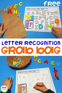 the letter recognition group book is shown with two hands and one hand on top of it