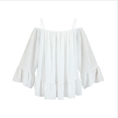 Chiffon Topshop White Wavy Edge Tank Top Semi Sheer Loose Flowy Flopper Shirt Chic Chiffon Blouse For Day Out, Breezy Summer Blouse With Ruffles, Feminine Chiffon Tops For Brunch, Summer Breezy Blouse With Ruffles, Breezy Blouse For Spring Vacation, Breezy Spring Vacation Blouse, Spring Vacation Breezy Blouse, Long Sleeve Chiffon Tops For Summer, Summer Long Sleeve Chiffon Tops