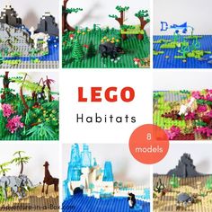 the lego habitat has animals and plants in it