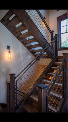 the stairs are made from wood and metal