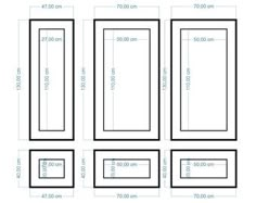 the size and width of a kitchen cabinet door with measurements for each paneled section