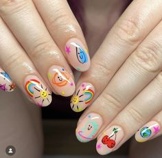 Nails Teacher Designs, Prek Teacher Nails, Daycare Teacher Nails, Elementary Teacher Nails, Shaded Nail Art, Fun Birthday Nail Designs, Preschool Teacher Nails, Makeup For Teachers, Art Teacher Nails