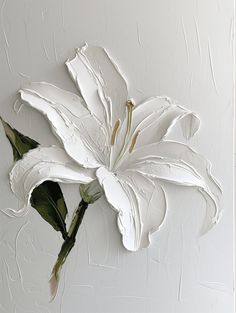 White lily painted in oil Poster - ArtDarts poster Thick Painting, Minimalist Background, Diy Floral Decor, Lily Painting, Diy Abstract Canvas Art, Wine Poster, Wall Canvas Painting, White Lily, Wheat Fields