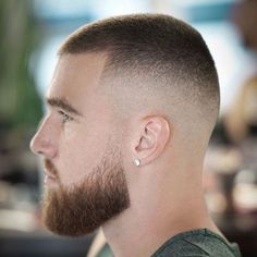 Buzz Cut with Beard - Best Buzz Cut Haircuts For Men: Find Cool Buzz Cut Styles, Buzz Cut Fade and Undercut, Short and Long Buzzed Hairstyles #menshairstyles #menshair #menshaircuts #menshaircutideas #menshairstyletrends #mensfashion #mensstyle #fade #undercut #buzzcut #barbershop #barber Military Haircuts Men, Buzz Cut With Beard, Buzz Cut For Men, Buzz Cut Styles, Very Short Hair Men, Types Of Fade Haircut, Best Fade Haircuts, Short Fade Haircut, Haircut Names For Men