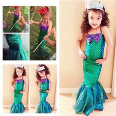 3-13Y Children Halloween/Christmas Mermaid Cosplay Dress Green Mermaid Tail Costume For Girls Ariel Mermaid Dress Girls, Mermaid Tail Costume, Little Mermaid Dresses, Ariel Little Mermaid, Fancy Dress Up, Princess Cosplay, Princess Costume, Mermaid Theme, Dress Up Outfits