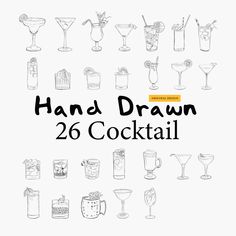 the cover of hand drawn cocktails