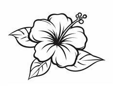 illustration of Beautiful tropical flower Tropical Flower Coloring Pages, Tropical Flowers Drawing, Simple Flower Coloring Pages, Palm Tree Sketch, Tropical Flower Tattoos, Painting Leaves, Bag Drawing, Jungle Flowers, Birthday Painting