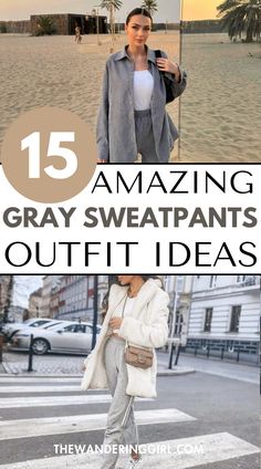 Wondering what to wear with gray sweatpants? This post shows you 15+ insanely chic gray sweatpants outfit ideas for winter, spring, summer, and fall! This includes grey sweatpants outfits, how to style grey sweatpants, sweatpants outfit aesthetic, lazy style aesthetic, grey and white outfits, outfits with dark gray sweatpants, light gray sweatpants outfit ideas, and more! Cute Gray Sweatpants Outfit, Sweatpant Outfits For School, Light Grey Sweatpants Outfit, What To Wear With Grey Sweatpants, How To Style Grey Sweatpants, Sweatpants Outfit Aesthetic, Outfit Ideas Airport, Sweatpant Outfits, Outfits Wide Leg