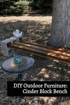 outdoor bench with text overlay diy outdoor furniture cinder block bench Cinder Block Bench, Garden Hammock, Stylish Outdoor Furniture, Memorial Benches, Cinder Block