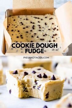 cookie dough fudge with chocolate chips on top