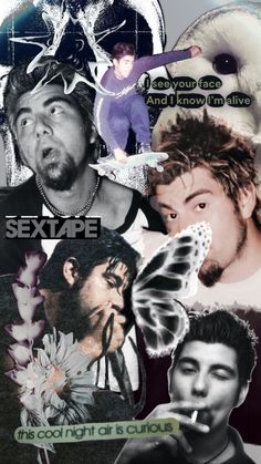 the collage has many different pictures and words on it, including an image of a man