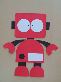 Game Theme Crafts, Robot Craft Preschool, Paper Robot Craft, Paper Robot, Prek Crafts, Robot Birthday Party, Red Robot